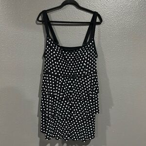 Inches Away Polka Dot Slimming One Piece Swimsuit 22W NWOT